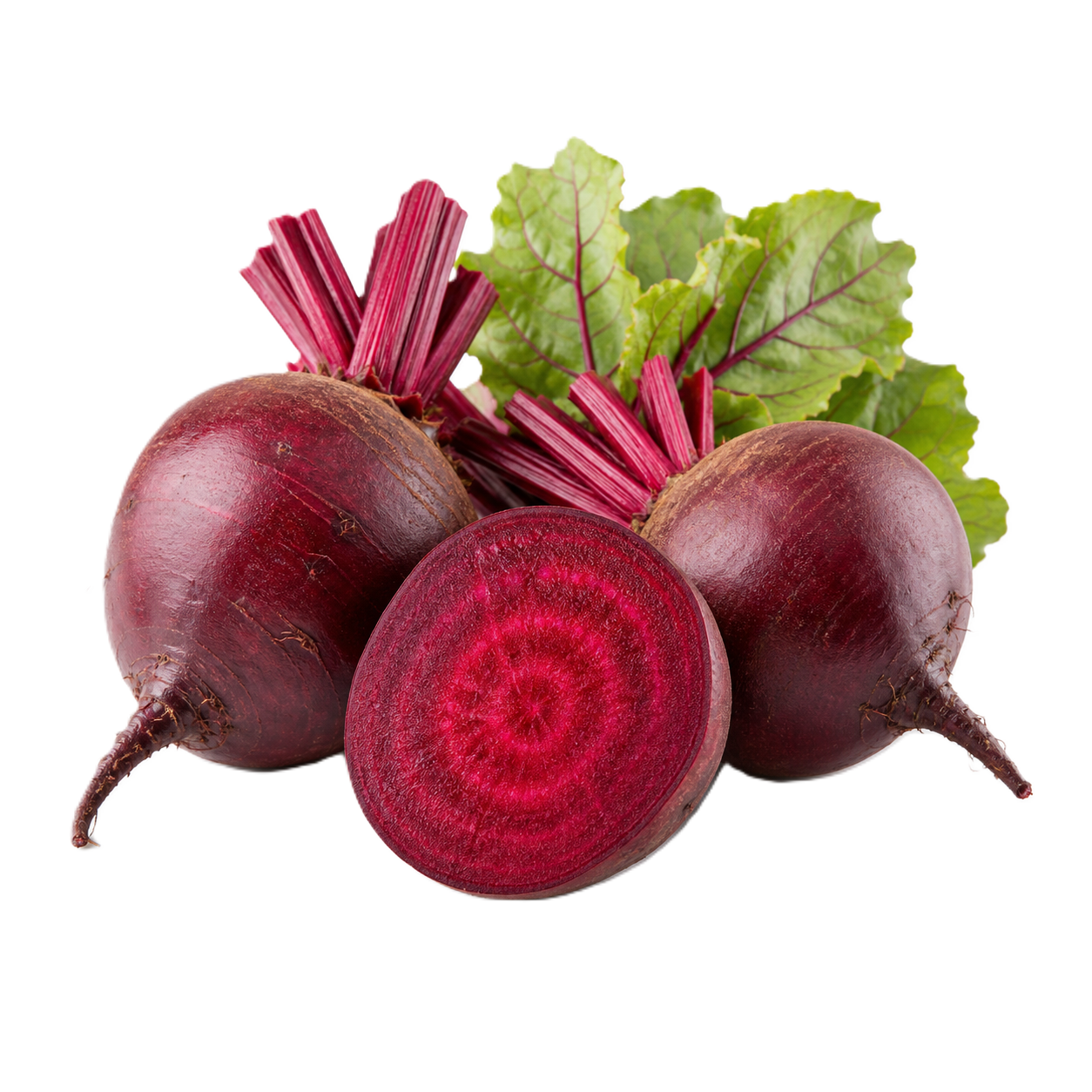 Vibrant beetroots with fresh greens